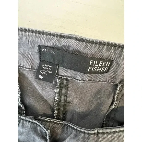 Eileen Fisher Gray Cargo Jogger Zipper Pants Petite Size 8P Lyocell Cotton - Picture 5 of 8